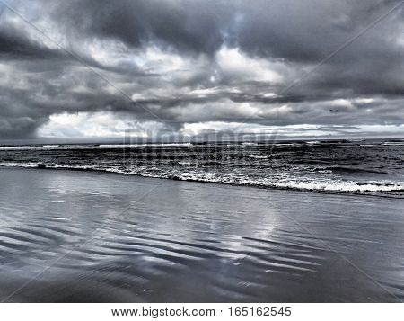 A Washington state beach after a storm
