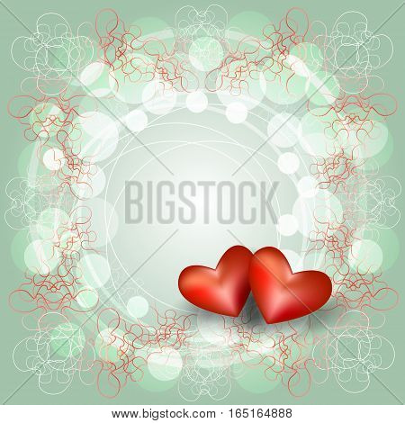 openwork frame with two hearts. Card for Valentine's Day