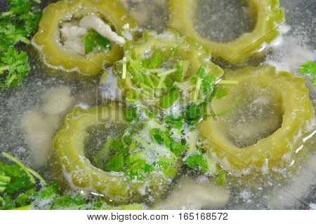 bitter cucumber boiled in electric hot pot