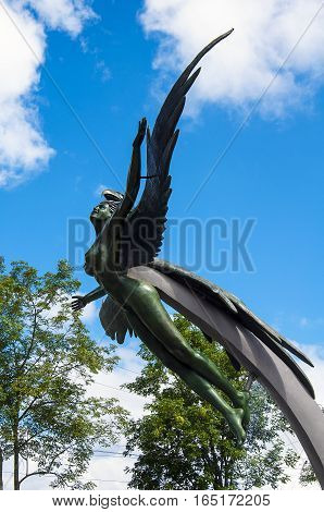 Geren color phoenix statue in Medellin, Colombia