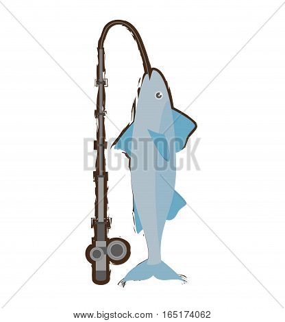 mackerel fish sea life fishing rod vector illustration eps 10