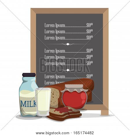 breakfast menu jam bread milk vector illustration eps 10