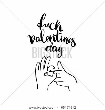 Fuck Valentine's Day. Hands - fingers. Isolated vector objects on white background.