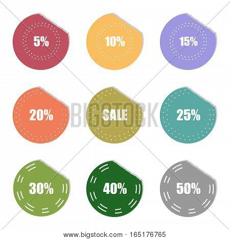 sale and percentage tear sticker label set,vector Illustration EPS10
