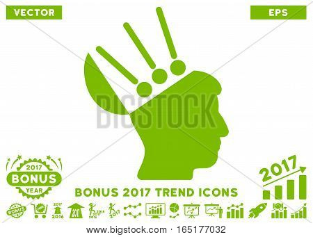 Eco Green Open Mind Interface pictogram with bonus 2017 trend elements. Vector illustration style is flat iconic symbols white background.