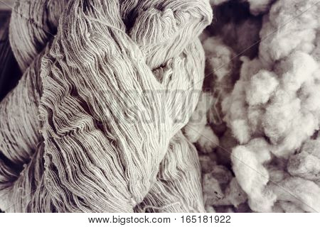 Raw Yarn Production Of  Folk Crafts In Thailand.