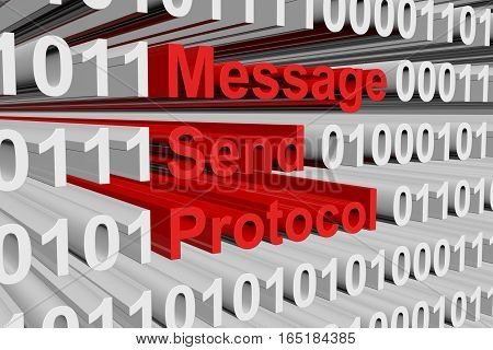 message send protocol in the form of binary code, 3D illustration