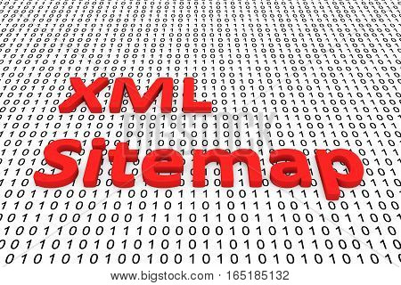 xml sitemap in the form of binary code, 3D illustration