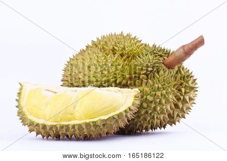 durian  mon thong is king of fruits durian on white background healthy yellow  durian fruit food isolated close up