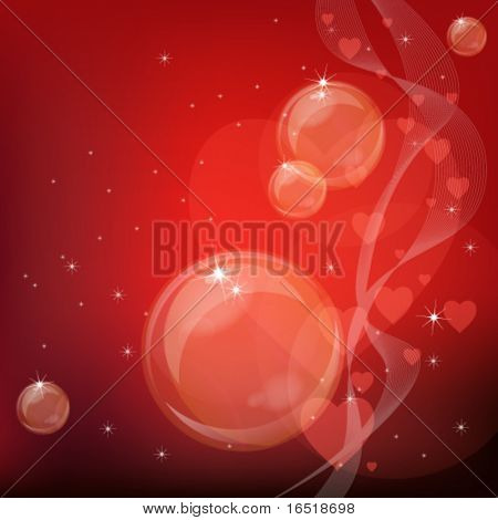 Red bubbles background. Vector illustration.