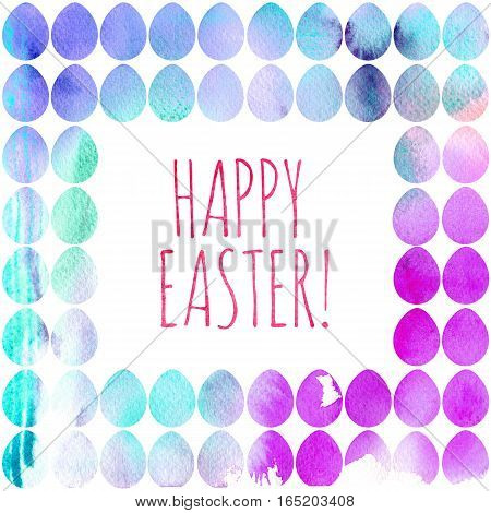 Modern Happy Easter Template For Greeting Card Or Invitation Design With Bright Egg And Watercolor S