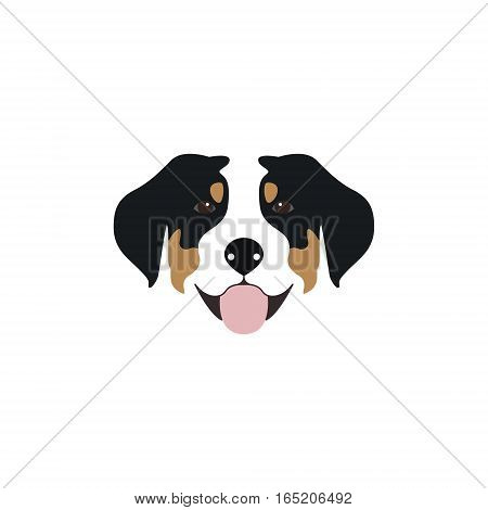 Vector illustration Swiss Mountain Dog head with his tongue hanging out.