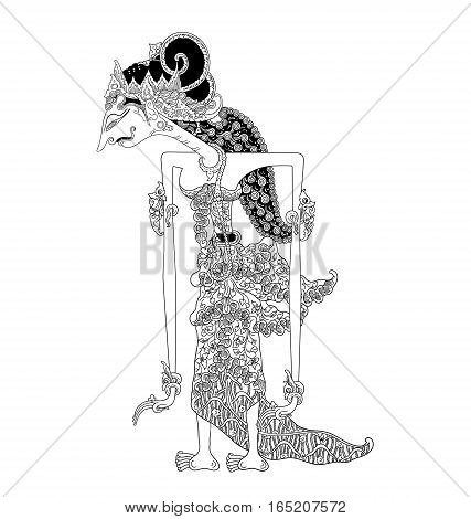Dewi Citrawati, a character of traditional puppet show, wayang kulit from java indonesia.