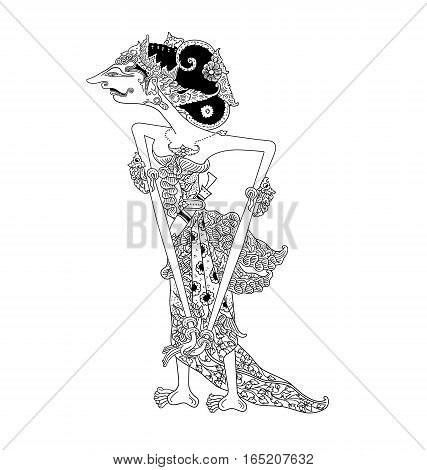 Endang Suwarsih, a character of traditional puppet show, wayang kulit from java indonesia.