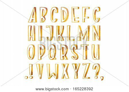 Colorful watercolor aquarelle font type handwritten hand draw abc alphabet letters.