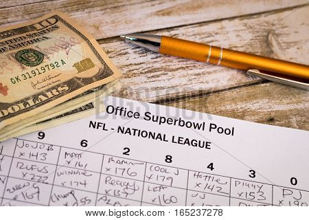 Office Superbowl Pool is a common and friendly betting practice for American football