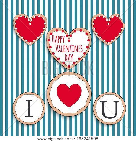 Valentine day sugar cookie red heart on color background