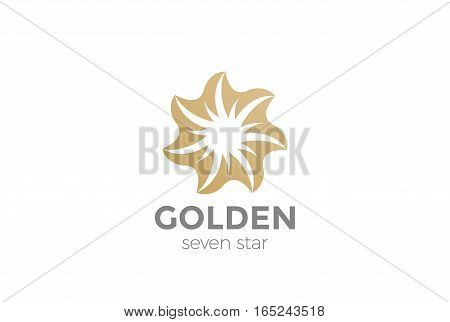 Golden seven point Star abstract Logo loop design vector template.