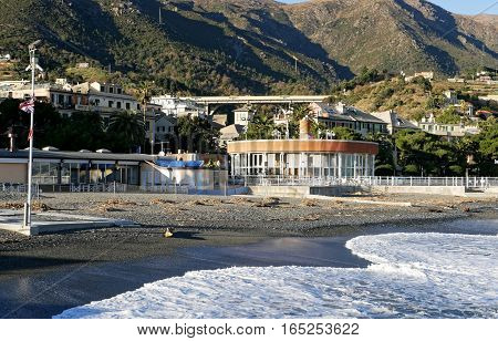nice view of arenzano near genova , italy