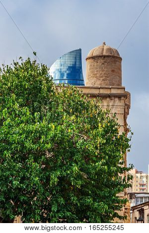 Panoramic View Of Baku Old Town.