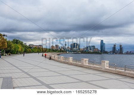 Panoramic View Of Baku Old Town.