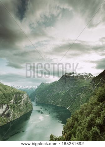 View On Geirangerfjord From Flydasjuvet Viewpoint Norway