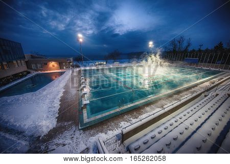 Morning Fog At Swimming Pool