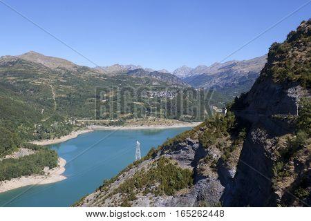 Bubal Lake With A Mountain In The Middle From Up In Pyrenees, Spain