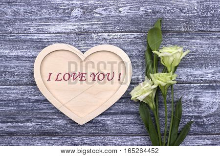 Valentine card with text I love you.Love. Wedding.