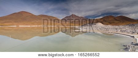Panorama at Pierdras Rojas Atacama desert Chile