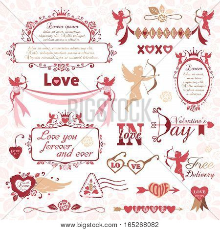 Set of Valentines Day design elements (color version)