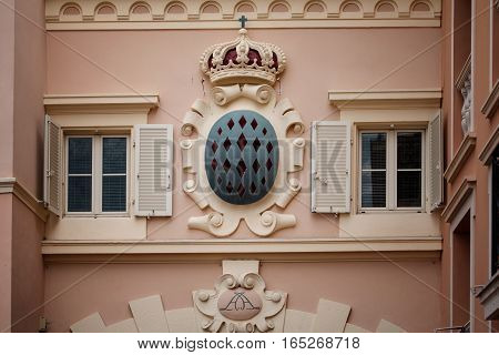 Architectural Detail With Monaco Coat Of Arms