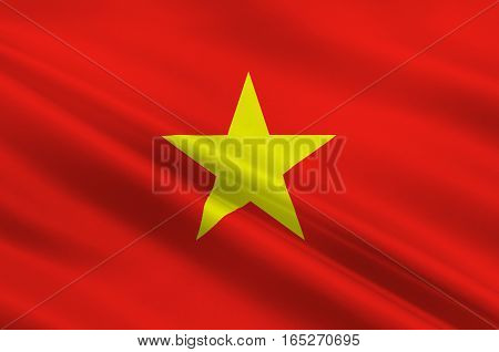 Flag of Vietnam officially the Socialist Republic of Vietnam. 3D illustration