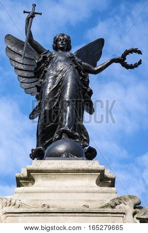 Looking up at the magnificent Colchester War Memorial in the historic town of Colchester UK.