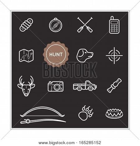 Set of Outdoor Hunting Vector Illustration Elements can be used as Logo or Icon in premium quality
