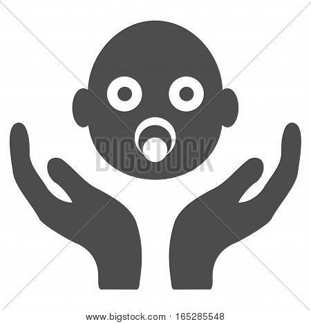 Baby Care Hands vector icon. Flat gray symbol. Pictogram is isolated on a white background. Designed for web and software interfaces.