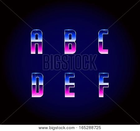 80s Retro Futurism Sci-Fi Font Alphabet Vector