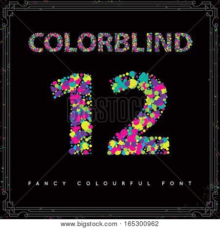Set of Colorblind Style Font in Vector. Fresh trendy colors.