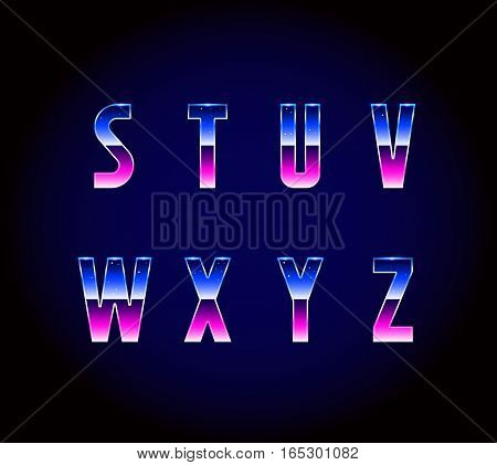 80s Retro Futurism Sci-Fi Font Alphabet Vector