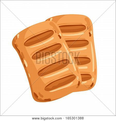 Puff pastry isolated on white background cartoon vector illustration. Bakery product, fresh pastry food icon. Sweet dessert, tasty puff pastry logo, natural bread food, bakery shop design element.