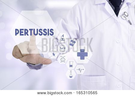 Pertussis Professional Doctor Use Computer And Medical Equipment All Around
