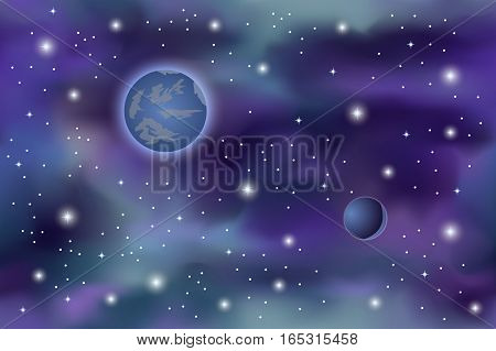 Cosmos background - galaxy with stars and planets