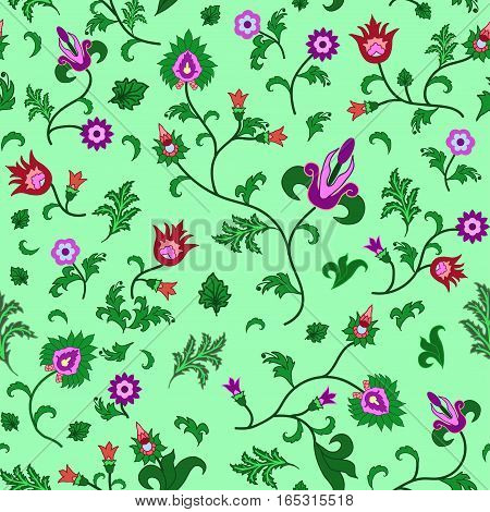 Abstract seamless floral pattern with flowers and leaves