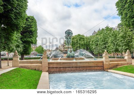 Fontaine De Observatoir Near Luxembourg Garden In Paris. France.