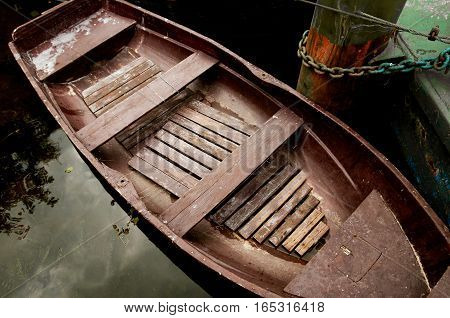 old rowboat n the river. rowboat. Travel photo concept
