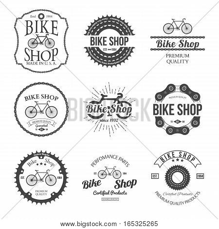 Set of vintage and modern bicycle shop logo badges and labels vector illustration