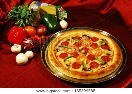 real Italian pizza Ludowa for advertising on a white