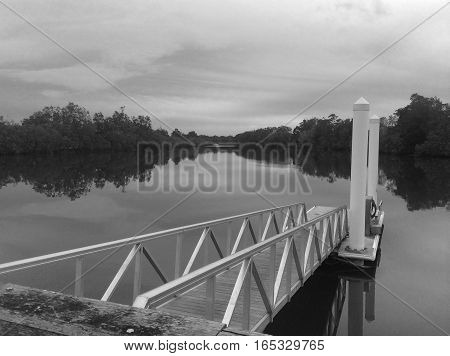 Jetty in Black and White Northern NSW Australia