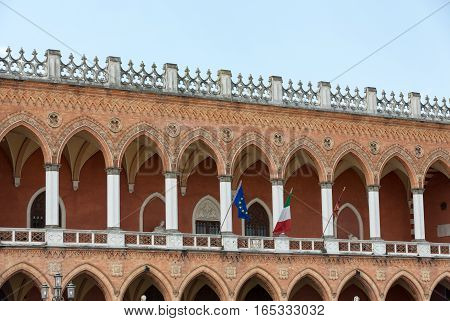Lodge Amulea in the Great piazza of Prato della Valle also known as Ca' Duodo Palazzo Zacco in Padua Italy