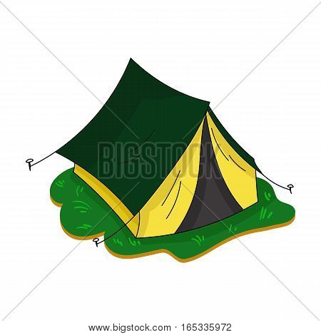Yellow tent icon in cartoon design isolated on white background. Family holiday symbol stock vector illustration.